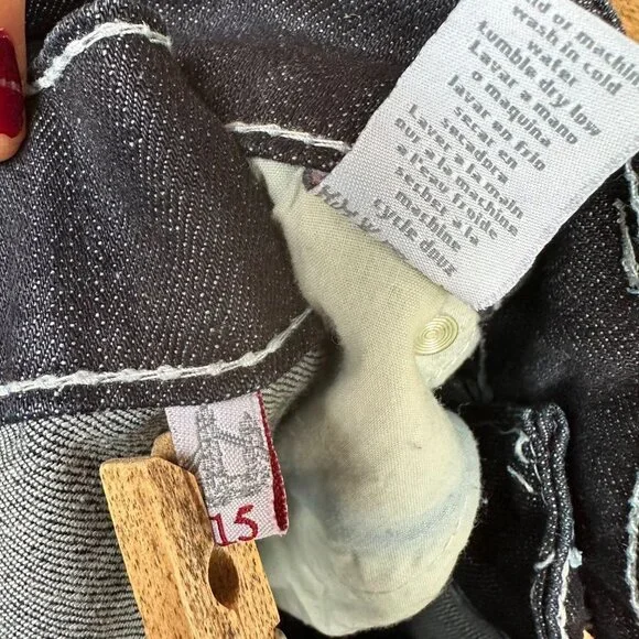 Baker Street Denim Dark Blue Heavy Stitch Crop Cuffed NWT Jeans Size 15 - Picture 7 of 13